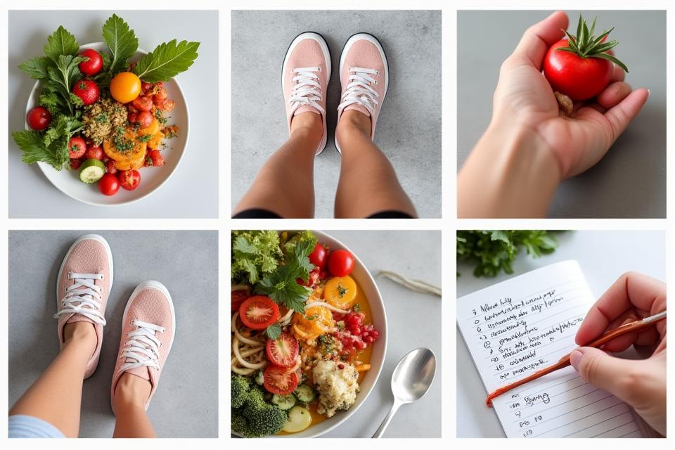 A mosaic of user-generated content, including photos of healthy meals, people exercising outdoors in Austin, and positive wellness affirmations, reflecting a vibrant community.
